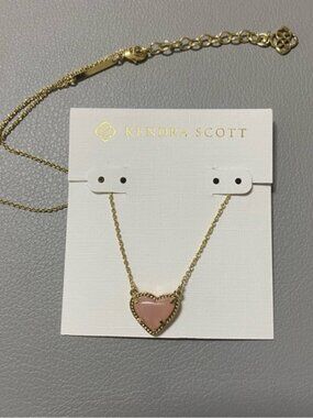 Kendra Scott Gold Necklace with Pink Heart Pendant